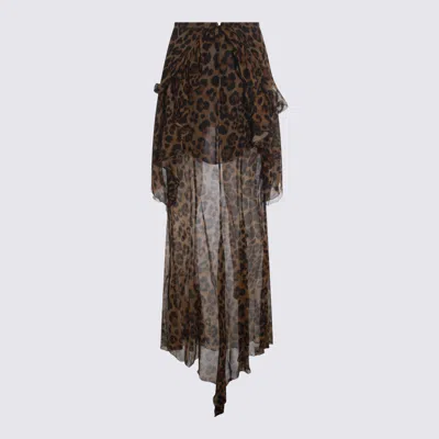 Blumarine Leopard-print Silk Crepon Maxi Skirt In Multi