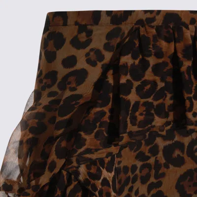 Blumarine Leopard-print Silk Crepon Maxi Skirt In Multi