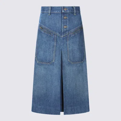 Chloé Knee-length Skirt In Washed Blue Denim Women