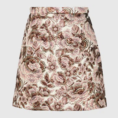 Valentino Gonna In After Winter Quilted Pink Lurex In Pink