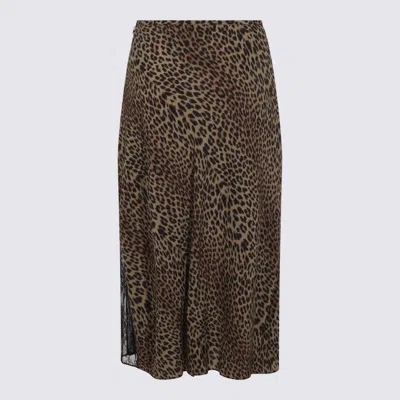 Zadig & Voltaire Leopard-print Lace-insert Straight Skirt In Multi