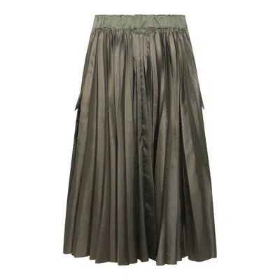 Sacai Green Nylon Skirt In Green
