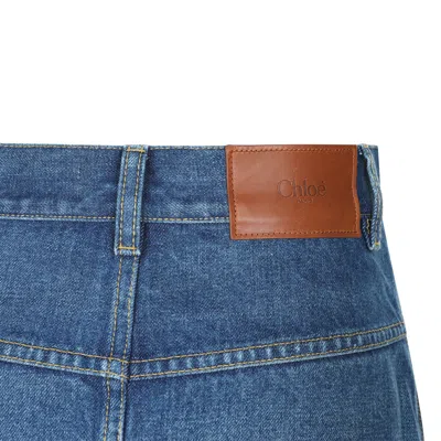 Chloé Knee-length Skirt In Washed Blue Denim Women