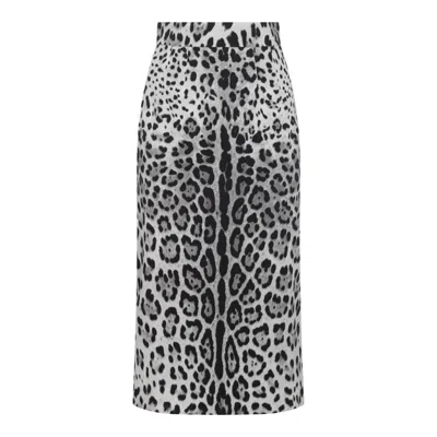 Dolce & Gabbana Charmeuse Midi Pencil Skirt In Brown