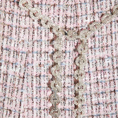Self-portrait Textured Flared Skirt With Decorative Waist Trim In Pink