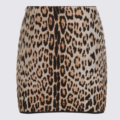 Roberto Cavalli Animal Print High Waist Fitted Skirt In Brown