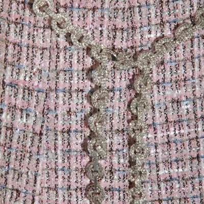 Self-portrait Textured Flared Skirt With Decorative Waist Trim In Pink