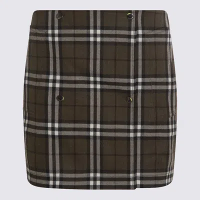Burberry Button-embellished Checked Wool-twill Mini Skirt
