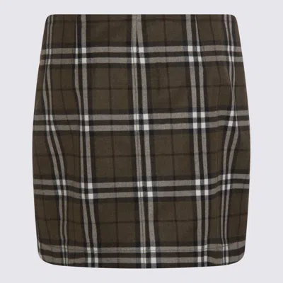 Burberry Button-embellished Checked Wool-twill Mini Skirt