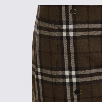 Burberry Button-embellished Checked Wool-twill Mini Skirt