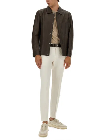Hugo Boss Tailored Trousers With Pockets And Belt Loops In Neutral