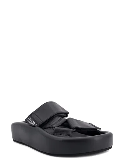Mm6 Maison Margiela Slip-on Leather Sandals With Maxi Plateau