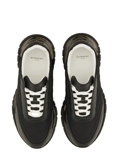 Givenchy Quilted Black Sneakers With Translucent Sole And Contrasting Laces In Black