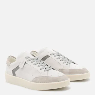 Canali White And Grey Leather Sneakers In White