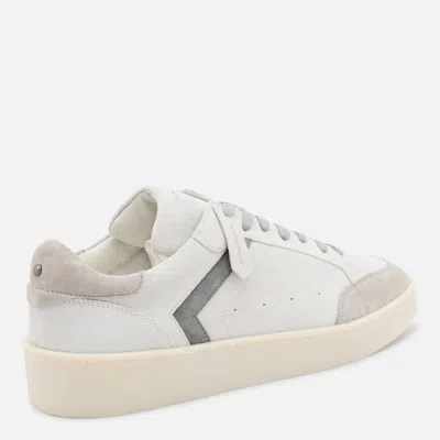 Canali White And Grey Leather Sneakers In White