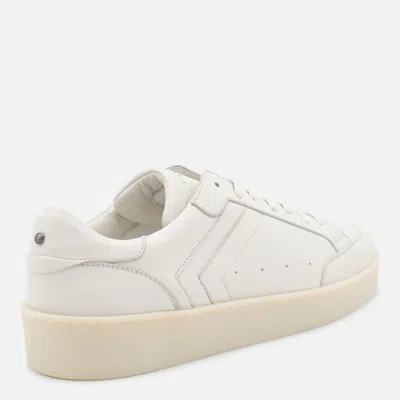 Canali White Leather Sneakers In Neutral