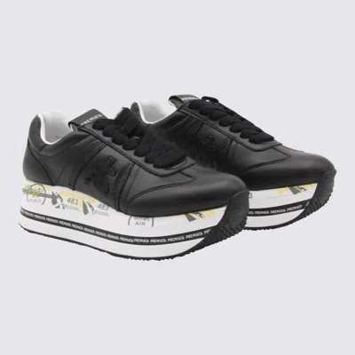 Premiata Low Top Sneakers With Contrast Platform Sole In Black