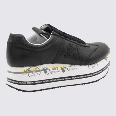 Premiata Low Top Sneakers With Contrast Platform Sole In Black