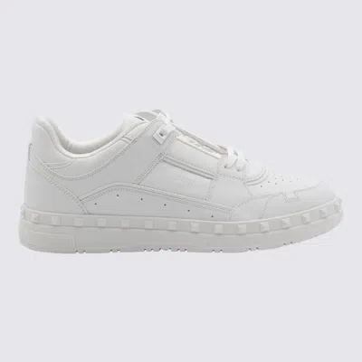 Valentino Garavani Premium Calf Leather Sneakers With Rockstud Detailing In White