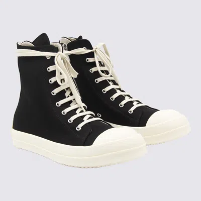 Rick Owens Drkshdw High-top Round Toe Rubber Sole Sneakers In Black