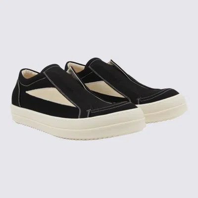 Rick Owens Drkshdw Low Top Sneakers Contrast Stitching In Black
