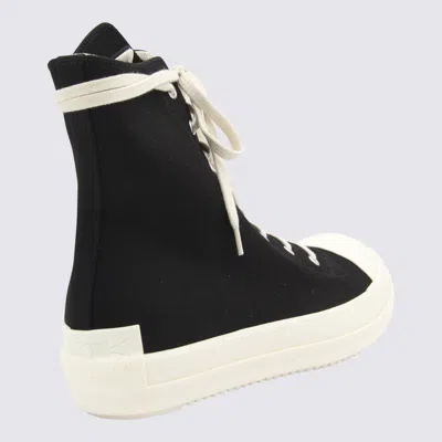Rick Owens Drkshdw High-top Round Toe Rubber Sole Sneakers In Black