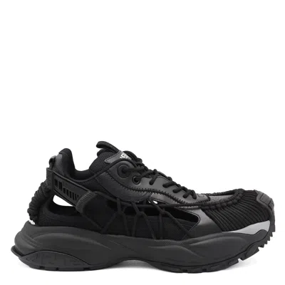 Versace Chunky Sole Mesh Panels Sneakers In Black