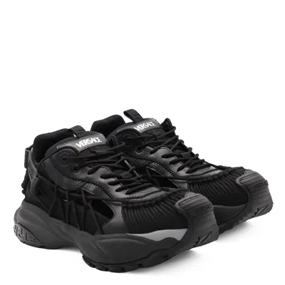 Versace Chunky Sole Mesh Panels Sneakers In Black