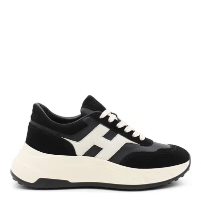 Hogan Suede And Nappa Leather Sneakers With Contrast Panel In Black