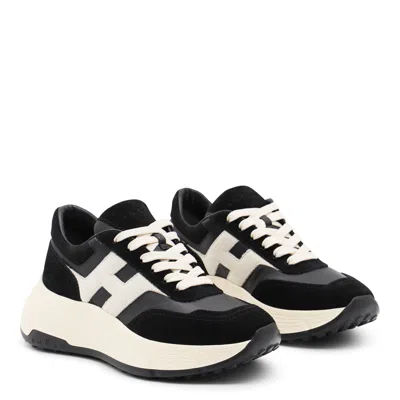 Hogan Suede And Nappa Leather Sneakers With Contrast Panel In Black