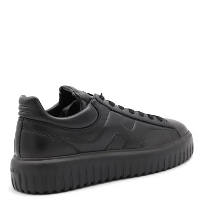 Hogan Leather H-stripes Tread Sneakers In Black