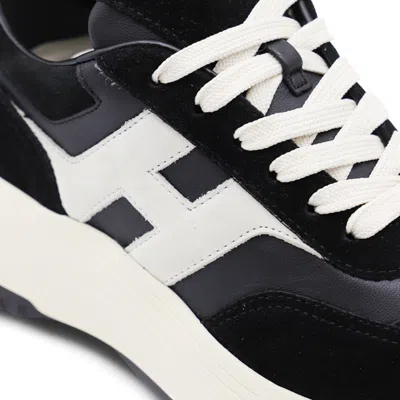 Hogan Suede And Nappa Leather Sneakers With Contrast Panel In Black