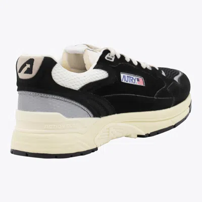 Autry Black Suede And Mesh Sneakers With Cream Cushioned Sole In Black
