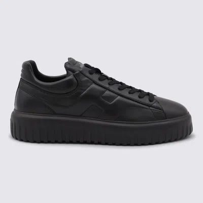 Hogan Leather H-stripes Tread Sneakers In Black
