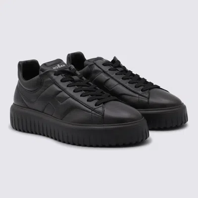 Hogan Leather H-stripes Tread Sneakers In Black