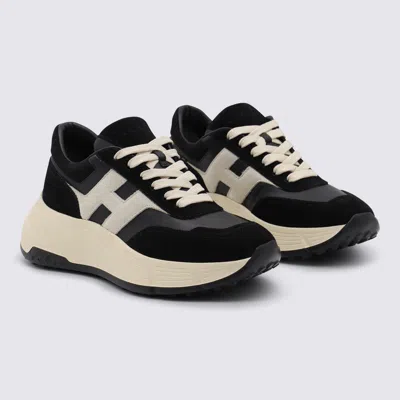 Hogan Suede And Nappa Leather Sneakers With Contrast Panel In Black
