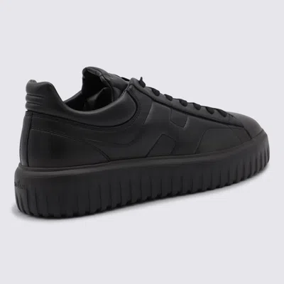Hogan Leather H-stripes Tread Sneakers In Black