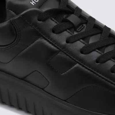 Hogan Leather H-stripes Tread Sneakers In Black