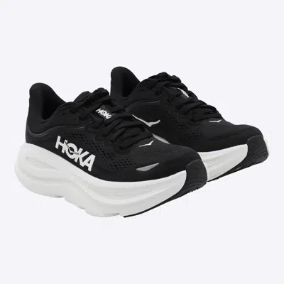 Hoka Black And White Bondi 9 Sneaker Women In Black
