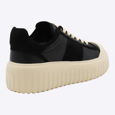 Hogan Leather And Suede Sneakers With Contrasting Sole In Black