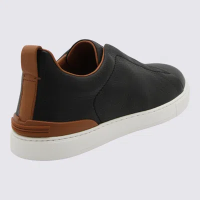 Zegna Triple Stitch Sneakers In Blue