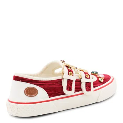 Valentino Maroon Jewel-embellished Sneakers In Red