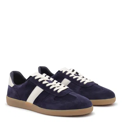 Tom Ford Navy Leather Sneakers