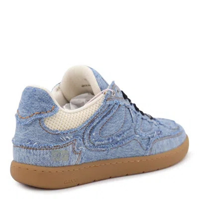 Ganni 08 Denim Raw Edge Sneakers In Blue Cotton In Blue