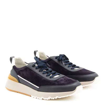Brunello Cucinelli Suede And Smooth Material Flat Shoes With Contrasting Sole