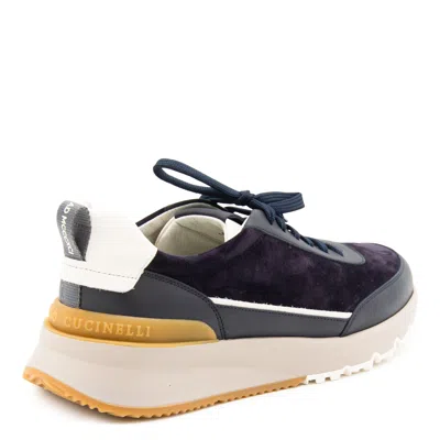 Brunello Cucinelli Suede And Smooth Material Flat Shoes With Contrasting Sole