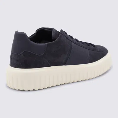 Hogan Round Toe Suede Finish Rubber Sole Sneakers In Blue