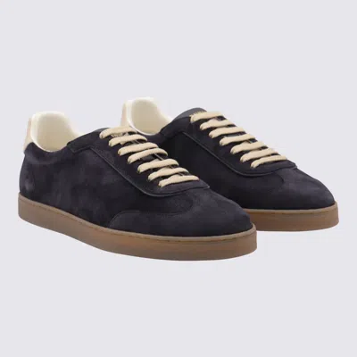 Brunello Cucinelli Navy Leather Sneakers