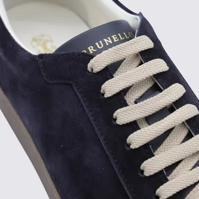Brunello Cucinelli Navy Leather Sneakers