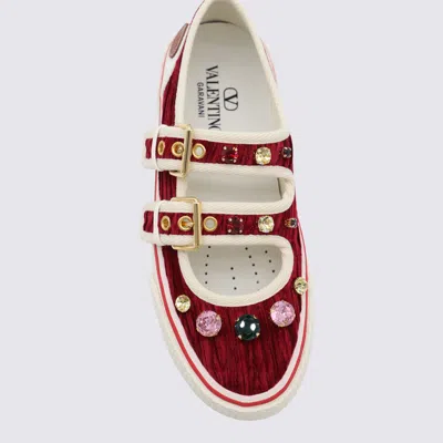 Valentino Maroon Jewel-embellished Sneakers In Red